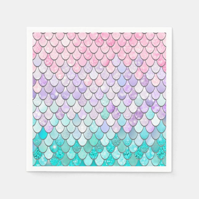 Girls Mermaid Birthday Party Napkins (Front)
