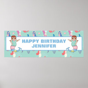 Girls Mermaid Birthday  Personalized Poster