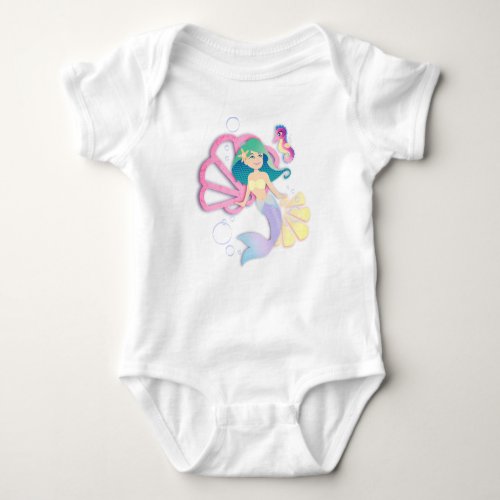 Girls Mermaid Body Suit Newborn to 24 Months Baby Bodysuit