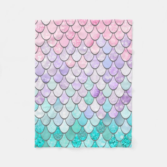 Girls Mermaid Fleece Blanket (Front)