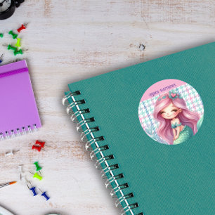 Girls Mermaid pattern  Classic Round Sticker