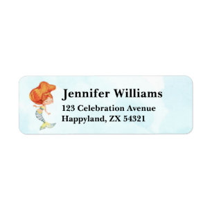 Girls Mermaid Under the Sea Birthday Return Addres Label