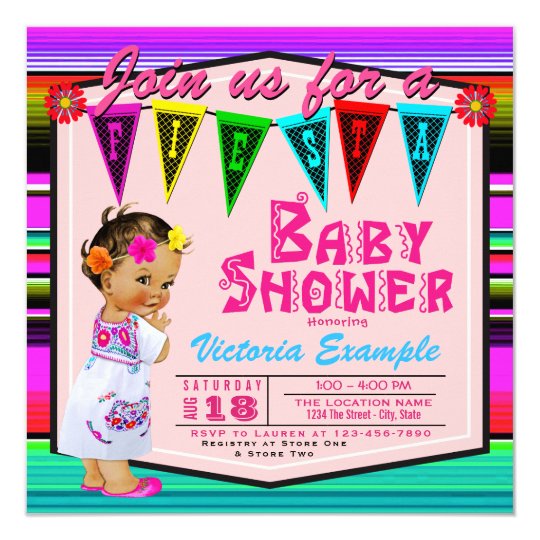 Girls Mexican Fiesta Baby Shower Invitations | Zazzle.com