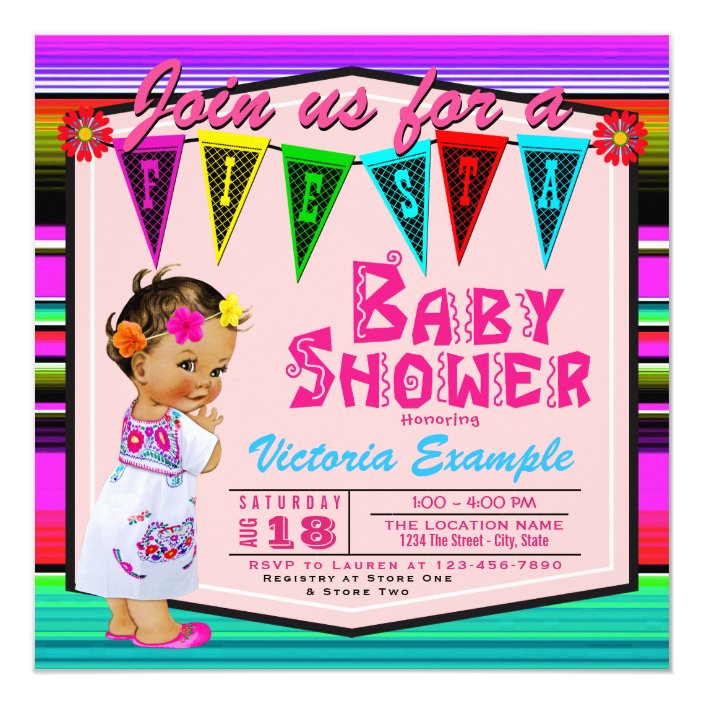 girls mexican fiesta baby shower invitations  zazzle