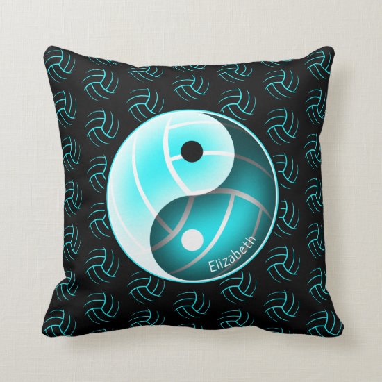 girls minimal w yin yang personalized volleyball throw pillow