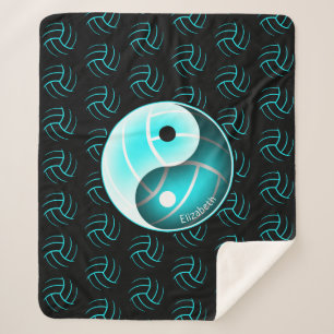 girls minimal w yin yang volleyball room decor sherpa blanket