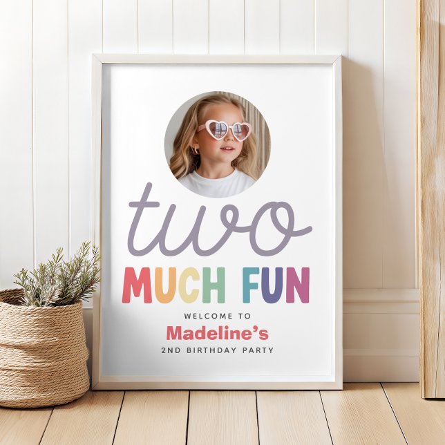 Girls Minimalist Rainbow 2nd Birthday Welcome Poster (Creator Uploaded)