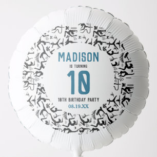 Girls Modern Black Gymnastics Kids 10th Birthday Balloon