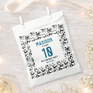 Girls Modern Black Gymnastics Kids 10th Birthday Favor Bag