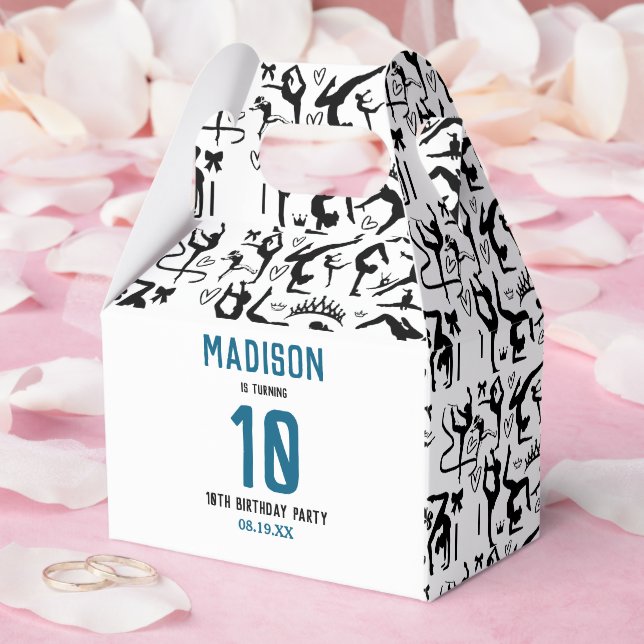 Girls Modern Black Gymnastics Kids 10th Birthday Favor Boxes (Wedding)