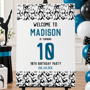 Girls Modern Black Gymnastics Kids 10th Birthday Foam Board