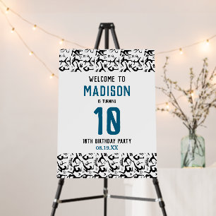 Girls Modern Black Gymnastics Kids 10th Birthday Foam Board