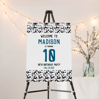 Girls Modern Black Gymnastics Kids 10th Birthday Foam Board