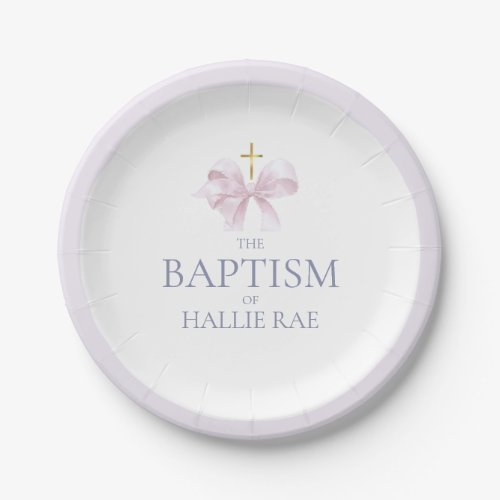 Girls Modern Pink Bow Baptism 