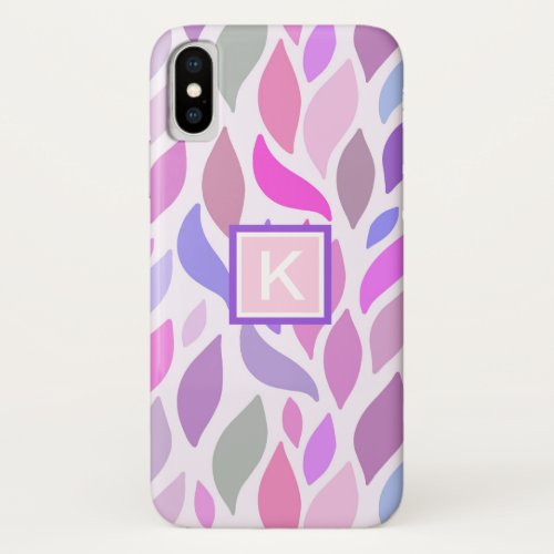 Girls Modern Pink Geometric Custom Monogram iPhone X Case
