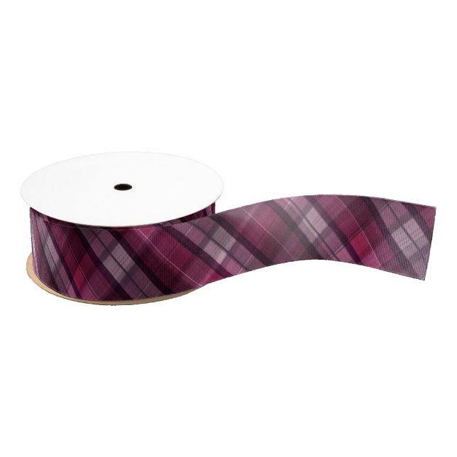 Girl's Modern Pink Plaid Grosgrain Ribbon (Spool)