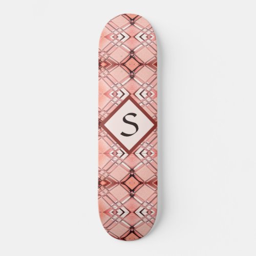 Girls Monogram Blush Pink Diamond Skateboard