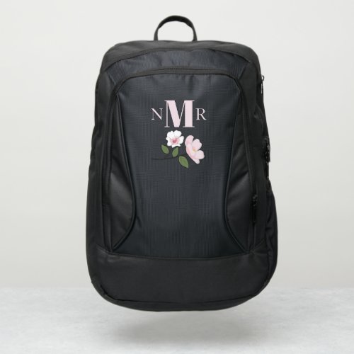 Girls Monogrammed Pink Floral Custom Port Authority Backpack
