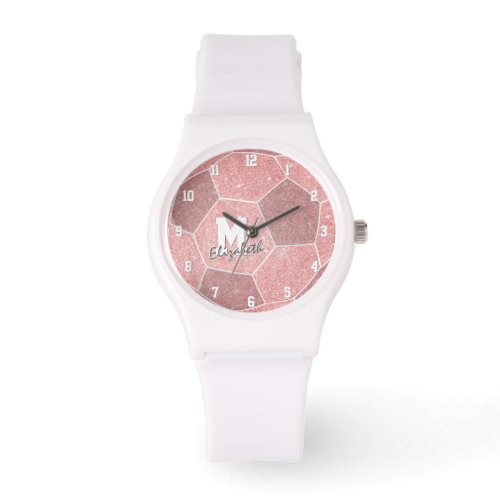 girls monogrammed sports gifts pink soccer watch