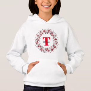 Girl's Monogrammed White Hooded Sweatshirt