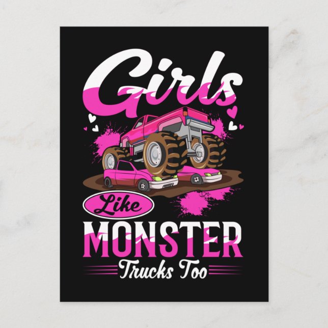 Girls Monster Trucks Lover Monster Truck Postcard (Front)