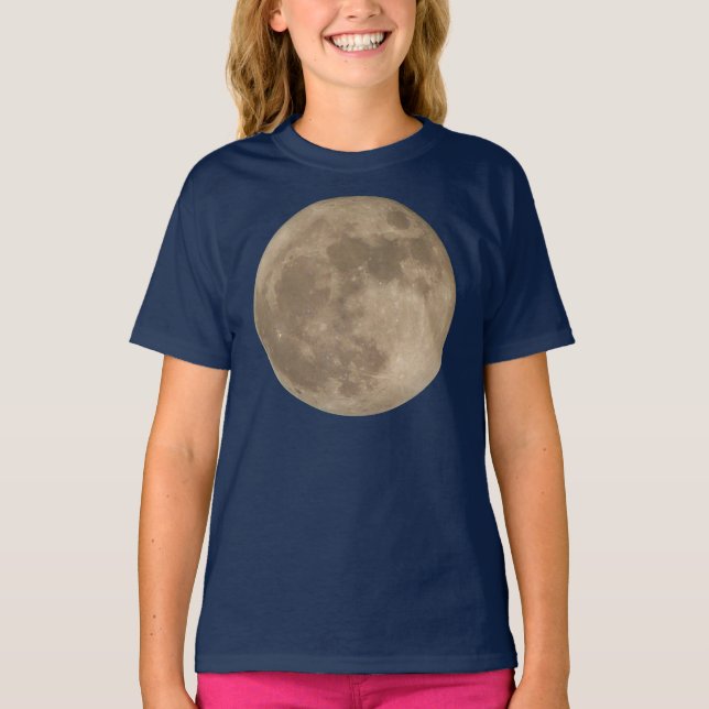 Girl's Moon Shirt Full Moon T-shirts & Moon Gifts (Front)
