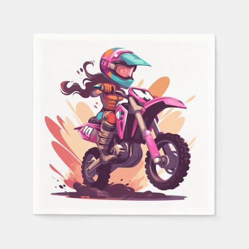 Girls Motocross Party Napkin