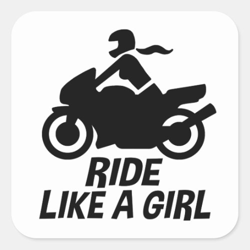 Girls Motorcycle Square Sticker