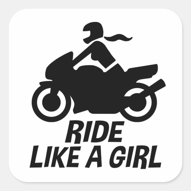 Girls Motorcycle Square Sticker (Front)