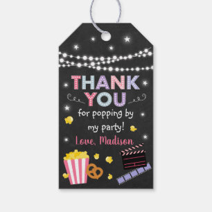 Girls Movie Night Thanks For Popping By Birthday Gift Tags