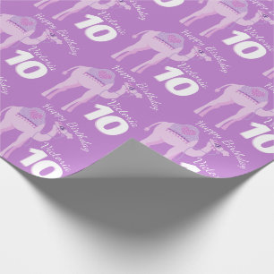 Girls name age whimsy camel birthday pattern wrap wrapping paper