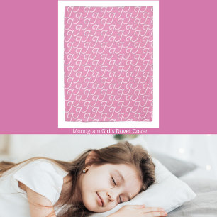 Girl's Name And Initial Pink Monogram Duvet Cover