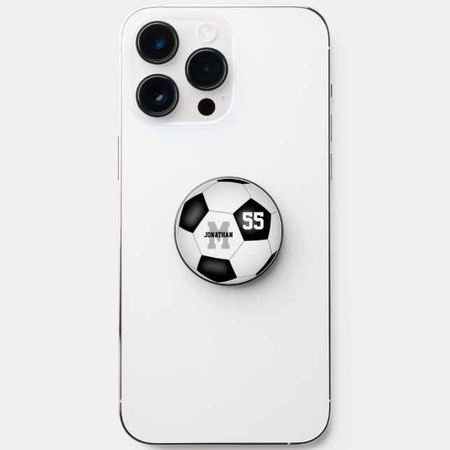 girls name and jersey number cute soccer PopSocket (Front)