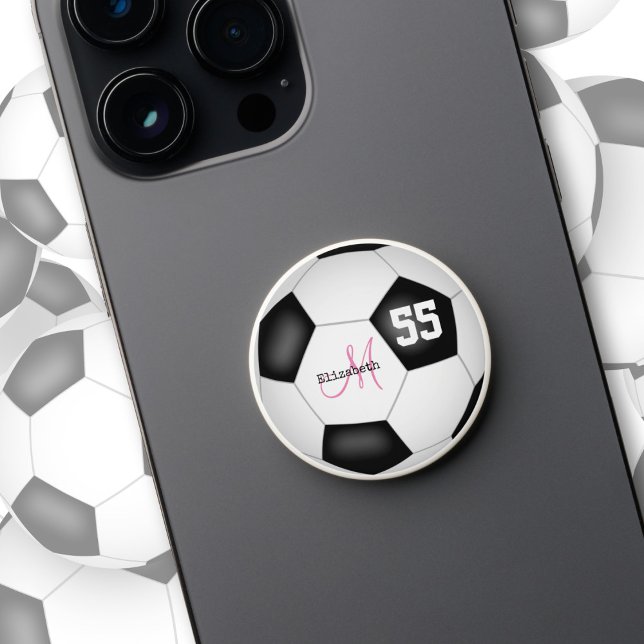 girls name and jersey number cute soccer PopSocket (Creator Uploaded)