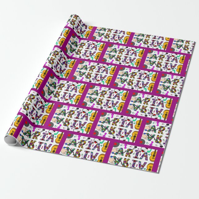 Girl's Name Aria, Birthday  Wrapping Paper (Unrolled)