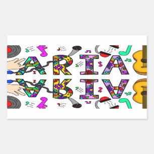 Girl's Name Aria, Flowers and Music Rectangular Sticker