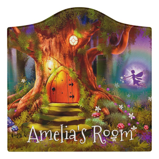 Girl's Name Bedroom crest sign Magic Forest Tree (Large Crest Front)