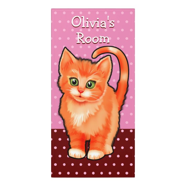 Girl's Name Bedroom door sign cute kitten (Classic Front Vert)
