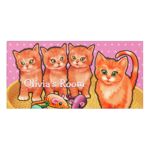 Girl's Name Bedroom door sign kittens