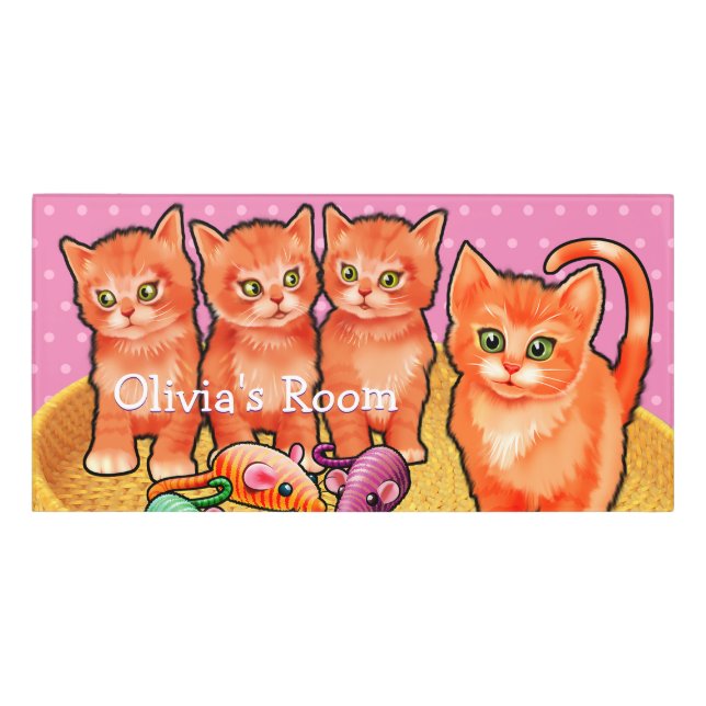 Girl's Name Bedroom door sign kittens (Classic Front)