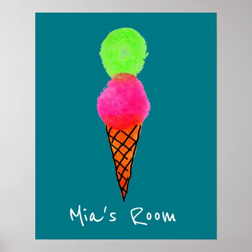 Girls name bedroom poster with Ice_cream cone