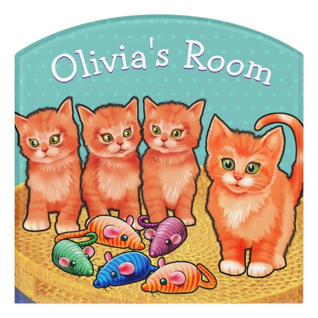 Girl's Name Bedroom sign kittens (Contour Front)
