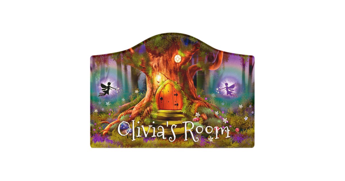 Girl S Name Bedroom Sign Magic Forest Tree Zazzle Com Girl S Name Bedroom Sign Magic Forest Tree Zazzle Com