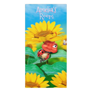 Girl's Name Bedroom sign Sunflowers Ladybird.