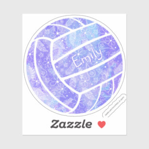 girls name boho floral purple volleyball sticker