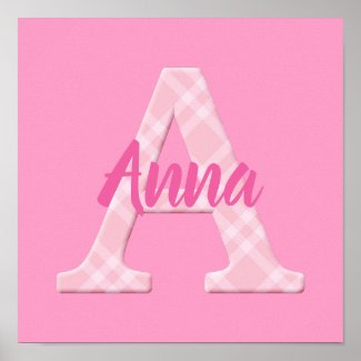 Girls Name Custom Plaid Letter A Poster