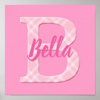 Girls Name Custom Plaid Letter B Poster