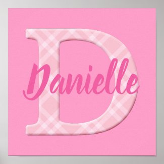 Girls Name Custom Plaid Letter D Poster