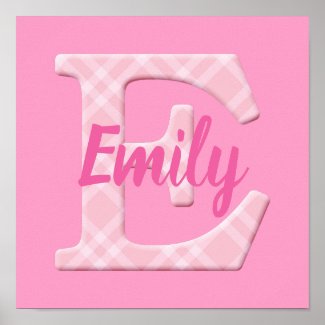 Girls Name Custom Plaid Letter E Poster