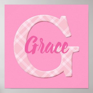 Girls Name Custom Plaid Letter G Poster